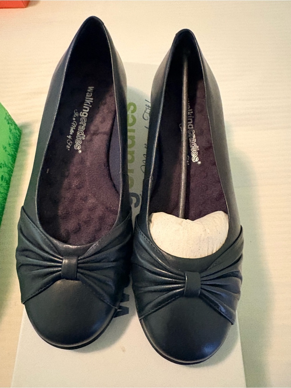 Walking Cradles Black Bow Slip-On Ballet Flats